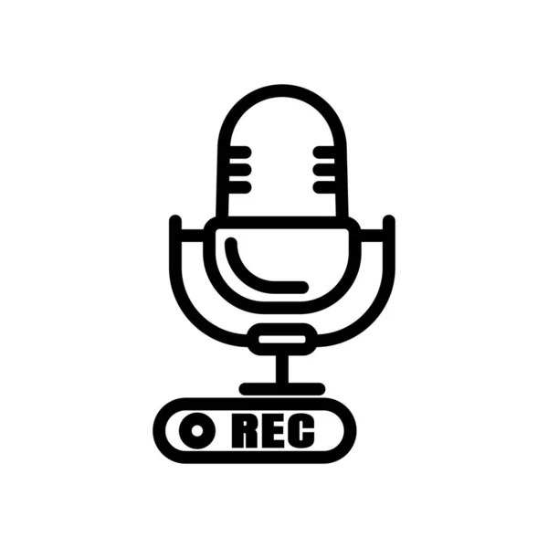 Microphone Vector Icon Podcast Record Line Icon Style Simple Design — Stock vektor