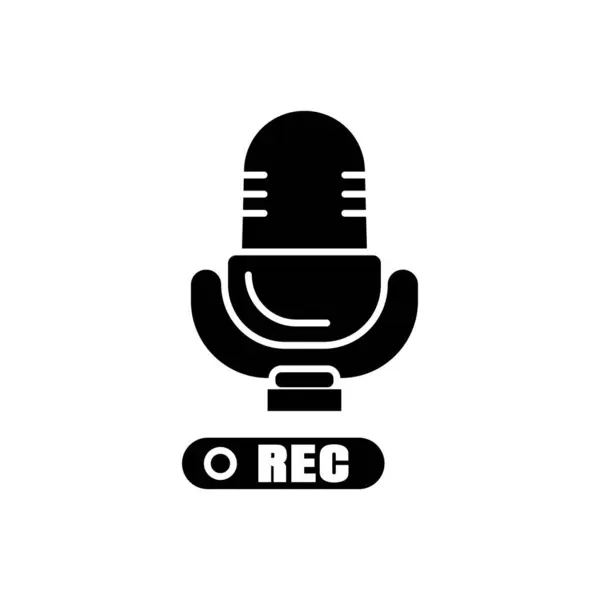 Microphone Vector Icon Podcast Record Solid Icon Style Glyph Simple — Stock vektor