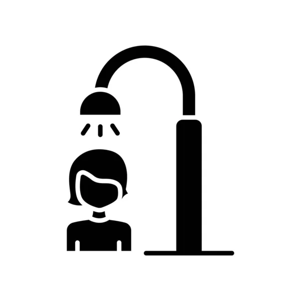 Duschsymbolvektor Badezimmer Frau Damenbad Solider Ikonenstil Glyphen Einfache Design Illustration — Stockvektor