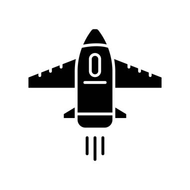 Avcı ikonu vektörü. Ulaşım, hava aracı. Simge stili satıldı, kabartma. Basit tasarım illüstrasyon düzenlenebilir