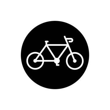 Bisiklet ikonu vektörü. Ulaşım, kara ulaşımı. Katı ikon tarzı, kabartma. Basit tasarım illüstrasyon düzenlenebilir