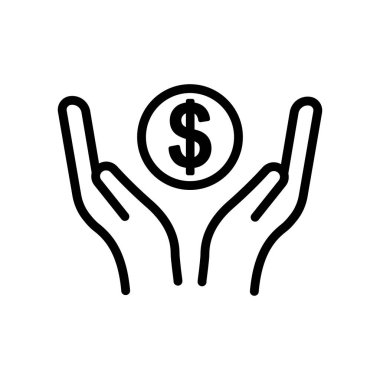 El ile dolar simgesi vektörü. İş sembolü. çizgi simgesi tarzı. Basit tasarım illüstrasyon düzenlenebilir