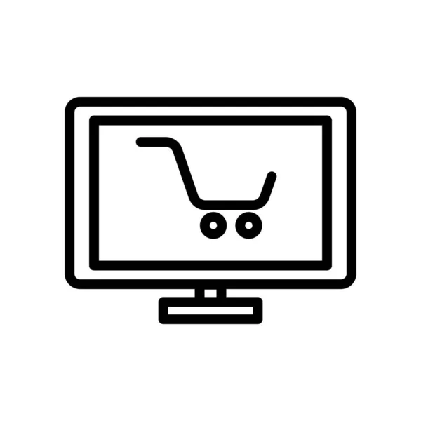 Alışveriş Arabalı Dizüstü Bilgisayar Ikonu Vektörü Nternetten Alışveriş Online Alışveriş — Stok Vektör