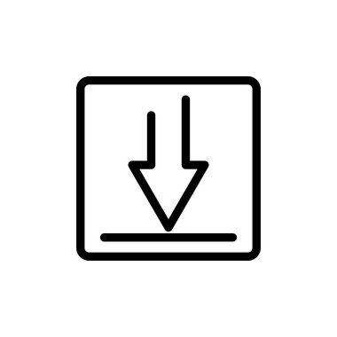 Dikdörtgenli aşağı ok simgesi vektörü. İndirme simgesi, ui-ux, web sitesi, başlat, piksel mükemmel. çizgi simgesi tarzı. Basit tasarım illüstrasyon düzenlenebilir