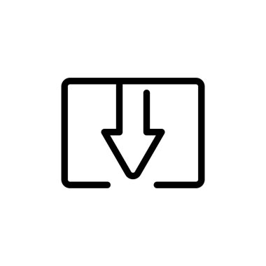 Dikdörtgenli aşağı ok simgesi vektörü. İndirme simgesi, ui-ux, web sitesi, başlat, piksel mükemmel. çizgi simgesi tarzı. Basit tasarım illüstrasyon düzenlenebilir