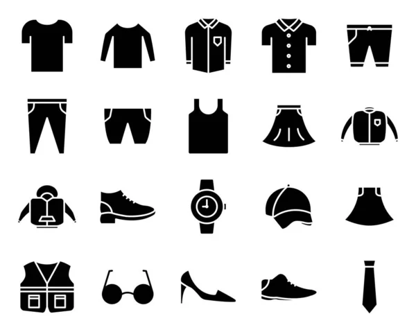 Vector Icoon Set Van Kleding Bevat Iconen Zoals Shirt Broek — Stockvector