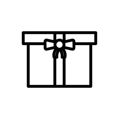 Kurdeleli hediye kutusu ikonu. Düğünle ilgili ikon. çizgi simgesi tarzı. Basit tasarım düzenlenebilir