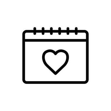 Kalpli takvim simgesi. Düğünle ilgili ikon. çizgi simgesi tarzı. Basit tasarım düzenlenebilir