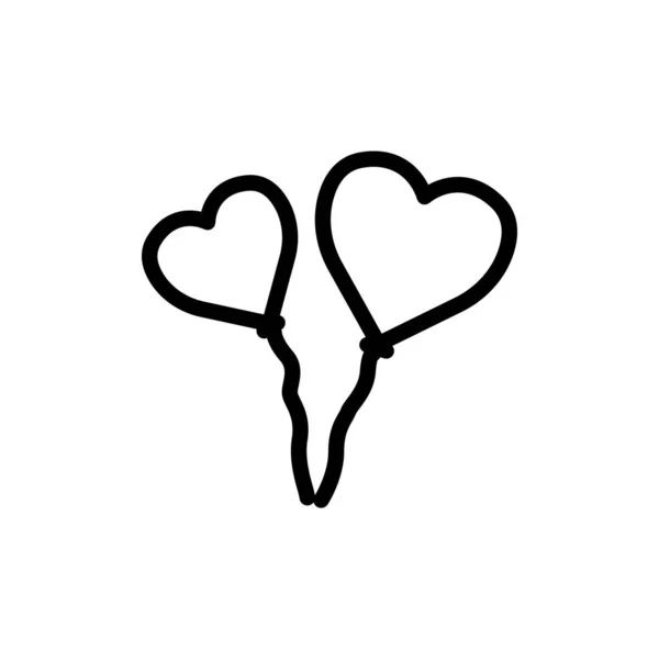 Heart Balloon Icon Icon Related Party Line Icon Style Simple — Vector de stock