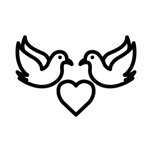 Pigeons Icon Heart Icon Related Wedding Line Icon Style Simple — Wektor stockowy