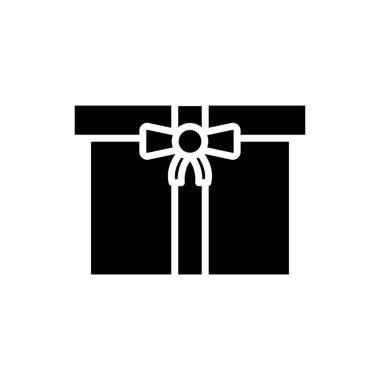 Gift box icon with ribbon. Icon related to wedding. Solid icon style, glyph. Simple design editable