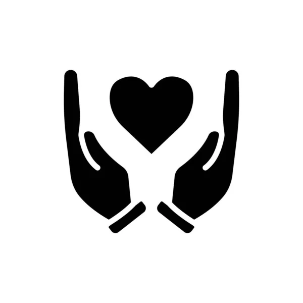 Icône Main Avec Cœur Icône Liée Mariage Style Icône Solide — Image vectorielle
