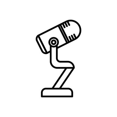 Mikrofon simgesi. Elektronikle ilgili ikon, teknoloji. çizgi simgesi tarzı. Basit tasarım düzenlenebilir