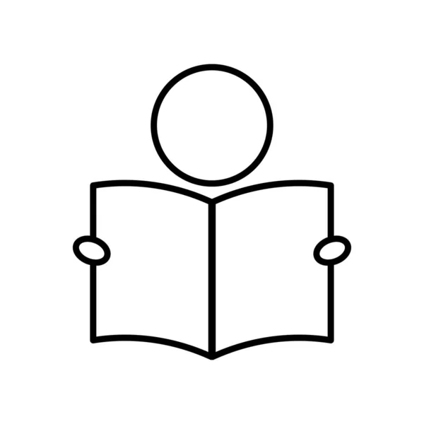 Reading Icon People Book Icon Related Education Line Icon Style — Archivo Imágenes Vectoriales