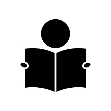 Reading icon. people with open book. icon related to education. glyph icon style, solid. Simple design editable