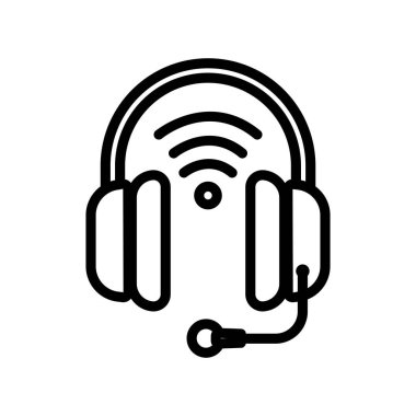 Headphone icon with signal. icon related to electronic, technology, smart device, line icon style. Simple design editable