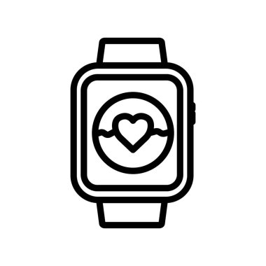 Smart watch icon with heart. icon related to technology, smart device. line icon style. Simple design editable