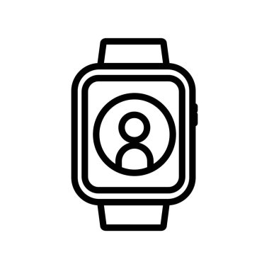 Smart watch icon with people. icon related to technology, smart device. line icon style. Simple design editable