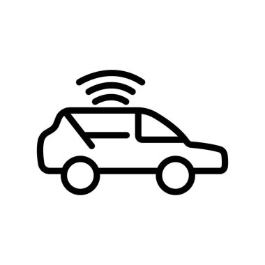 Car icon with signal. icon related to technology. smart device. transport device. line icon style. Simple design editable