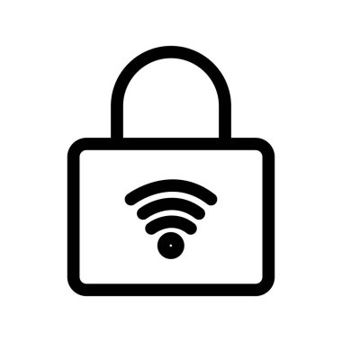 Lock icon with signal. icon related to technology. smart device. Auto lock. line icon style. Simple design editable