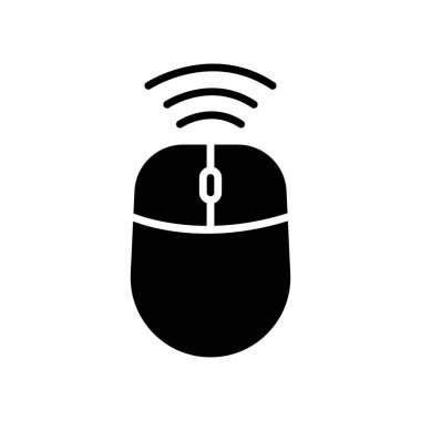 Computer mouse icon with signal. icon related to technology. smart device. Glyph icon style, solid. Simple design editable