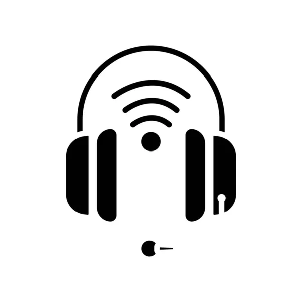 Headphone Icon Signal Icon Related Electronic Technology Smart Device Glyph —  Vetores de Stock