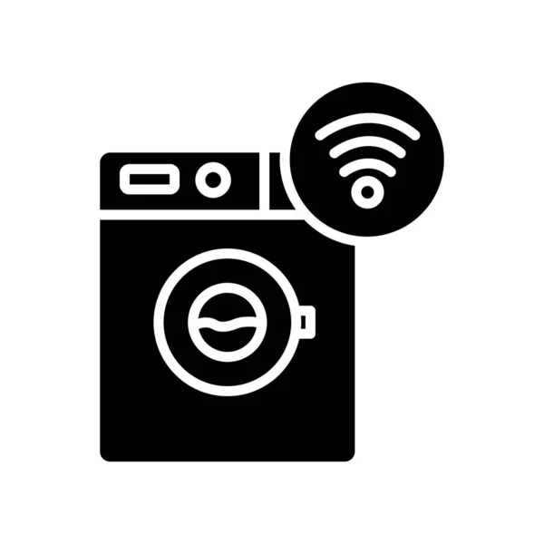 Washing Machine Icon Signal Icon Related Technology Smart Device Glyph — Stockvektor