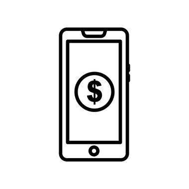 Mobile phone icon with dollar. icon related to charity. Line icon style. Simple design editable