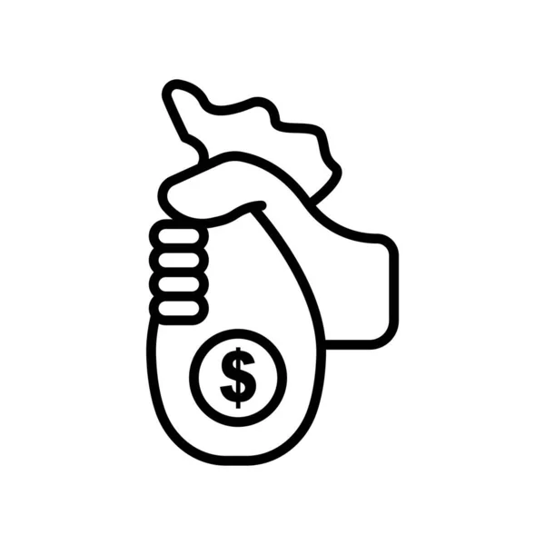 Hand Holding Money Bag Icon Icon Related Charity Business Line — 스톡 벡터