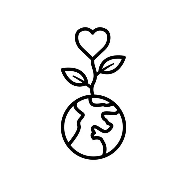 Earth Icon Plant Heart Icon Related Charity International Day Charity — Vetor de Stock