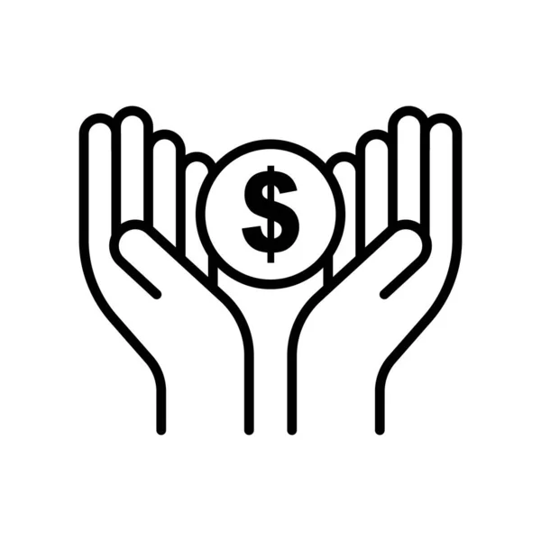 Hand Icon Dollar Icon Related Charity International Day Charity Line — Vector de stock