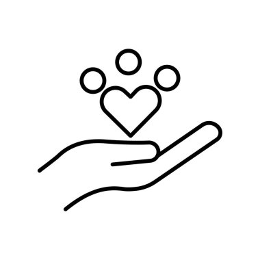 People icon with heart and hand. icon related to diversity, togetherness. line icon style. Simple design editable