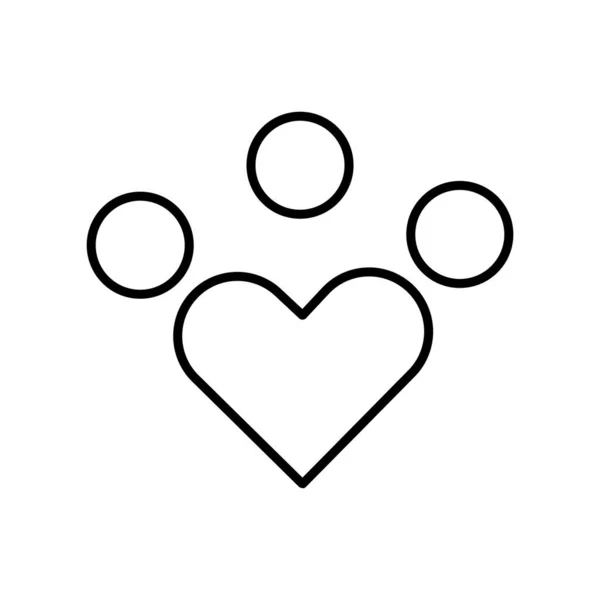 People Icon Heart Icon Related Diversity Togetherness Line Icon Style — Image vectorielle