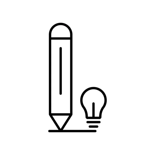 Pencil Icon Light Bulb Icon Related Education Ideas Line Icon — Vector de stock