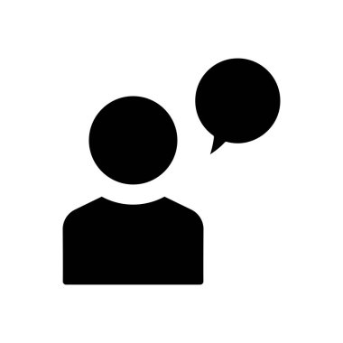 People icon with chat. icon related to discussion, business. Glyph icon style, solid. Simple design editable