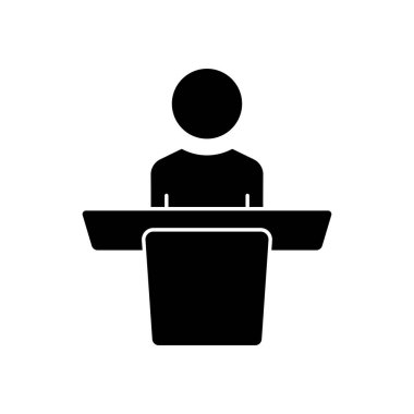 People icon in podium. icon related to, discussion, business. Glyph icon style, solid. Simple design editable