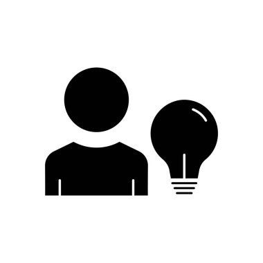 People icon with light bulb. icon related to idea, discussion, business. Glyph icon style, solid. Simple design editable