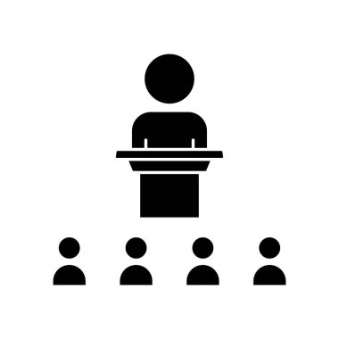 People icon in podium. icon related to discussion, business. Glyph icon style, solid. Simple design editable