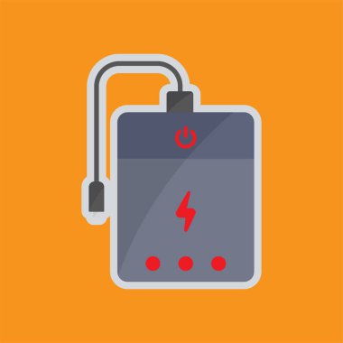 Power bank icon, battery. Icon related to electronic, technology. Flat icon style. Suitable for stickers and prints. Simple design editable