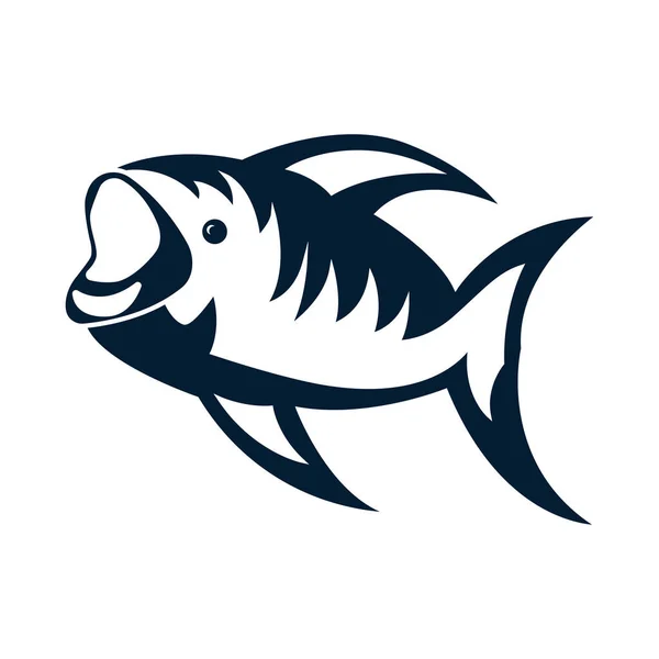 Fischglyphen Ikone Illustration Symbol Zusammenhang Mit Wassertieren Einfache Gestaltung Editierbar — Stockvektor