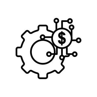 Dolar ile vites çizgisi ikonu çizimi. Fintech ile ilgili bir ikon. Satır simgesi tarzı. Basit tasarım düzenlenebilir