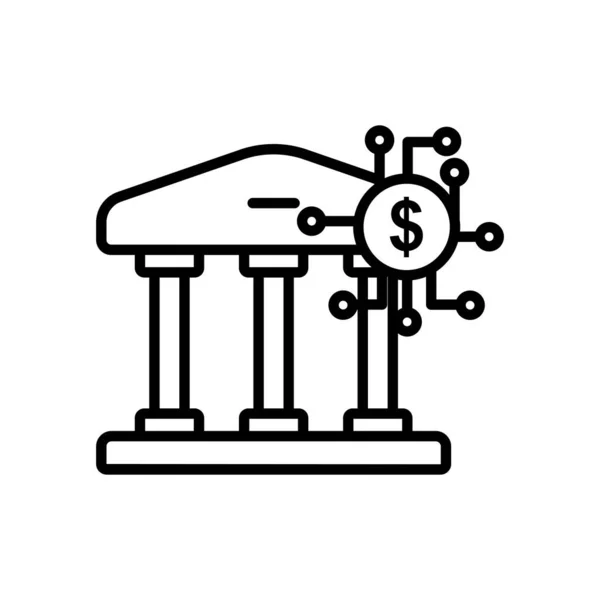 Bank Linje Ikon Illustration Med Dollar Ikon Relaterad Till Fintech — Stock vektor