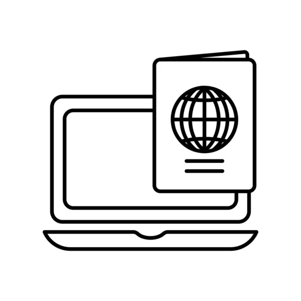 Illustration Des Laptop Symbols Mit Reisepass Symbolbild Illustration Zum Online — Stockvektor