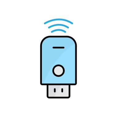 Sinyalli USB simgesi. Akıllı aygıtlarla ilgili simge. Doğrusal renk simgesi biçimi. Basit tasarım düzenlenebilir