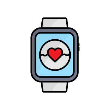 Kol saati ikonu, kalpten çizilmiş. Akıllı aygıtla ilgili simge. Doğrusal renk simgesi biçimi. Basit tasarım düzenlenebilir