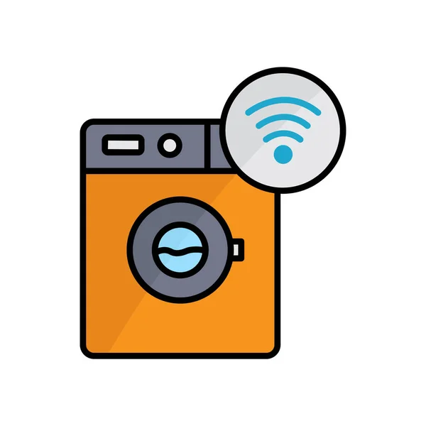 Symbolbild Der Waschmaschine Mit Signal Symbol Zusammenhang Mit Smart Device — Stockvektor