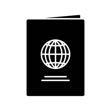 Pasaport sembolü çizimi. Seyahatle ilgili bir ikon. Basit tasarım düzenlenebilir