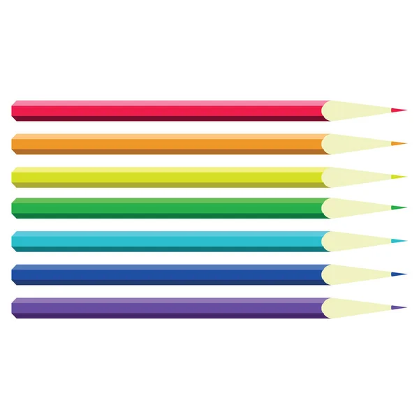 Un conjunto de lápices de colores aislados sobre un fondo blanco — Archivo Imágenes Vectoriales