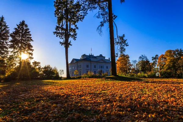 Uzutrakis manor and park ensemble in autumn with impressive style interiors