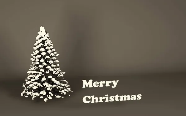 Frohe Weihnachten Rendern Kiefer Mit Worten — Stockfoto